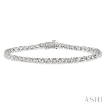 2 Ctw Round Cut Diamond Tennis Tulip Bracelet in 14K White Gold